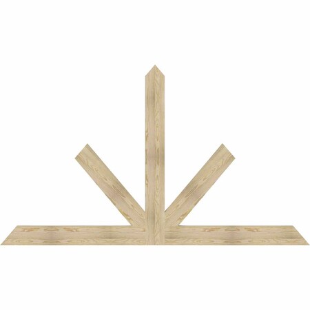 Ekena Millwork Saratoga Rough Sawn Timber Gable Bracket, Douglas Fir, 96"W x 56"H x 2"D x 6"F, 14/12 Pitch GBW096X56X0206SAR00RDF